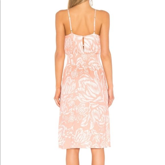 Mink Pink Coral Floral NYE Holiday Party Chic Midi Dress in Multi Color Pink - Picture 2 of 11